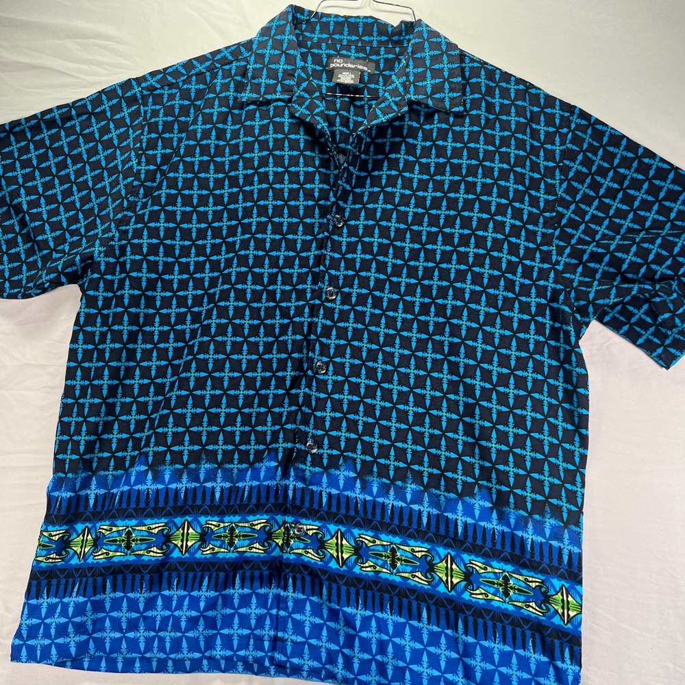 No Boundaries Shirt Mens Large Button Up Geometric Graphic Y2k 2000s Grunge